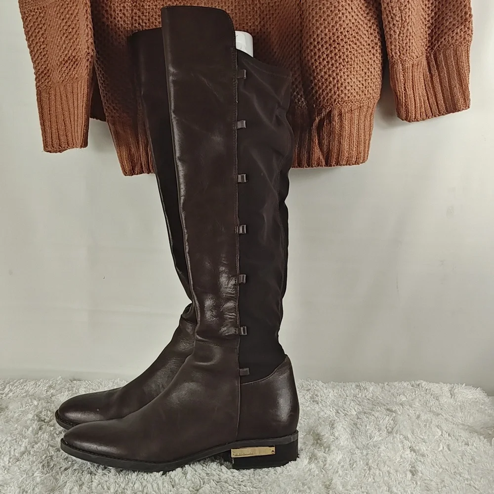 Vince Camuto Knee High Lace up Brown Leather Boots without Laces Women size 7 - Picture 5 of 12